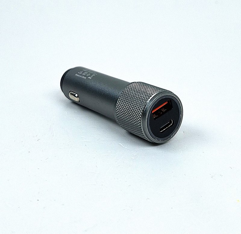 Переходник USB в прикуриватель на 1 вход+TypeC PD-037 3.1A серый
